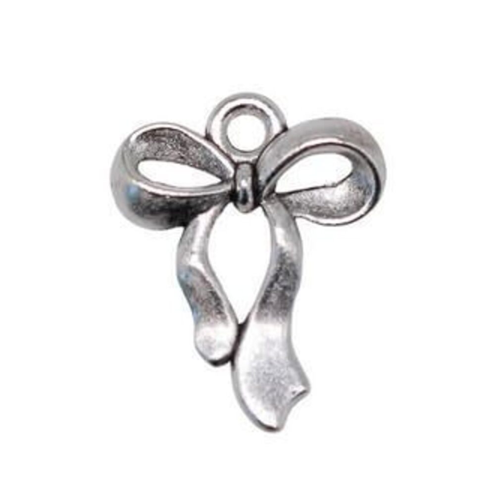 5121 12 pcs Bow Charms Antique Silver Christmas Ribbon Ribbin Bow Charm
